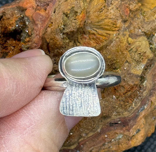 Grey Moonstone Sterling Silver Mushroom Ring