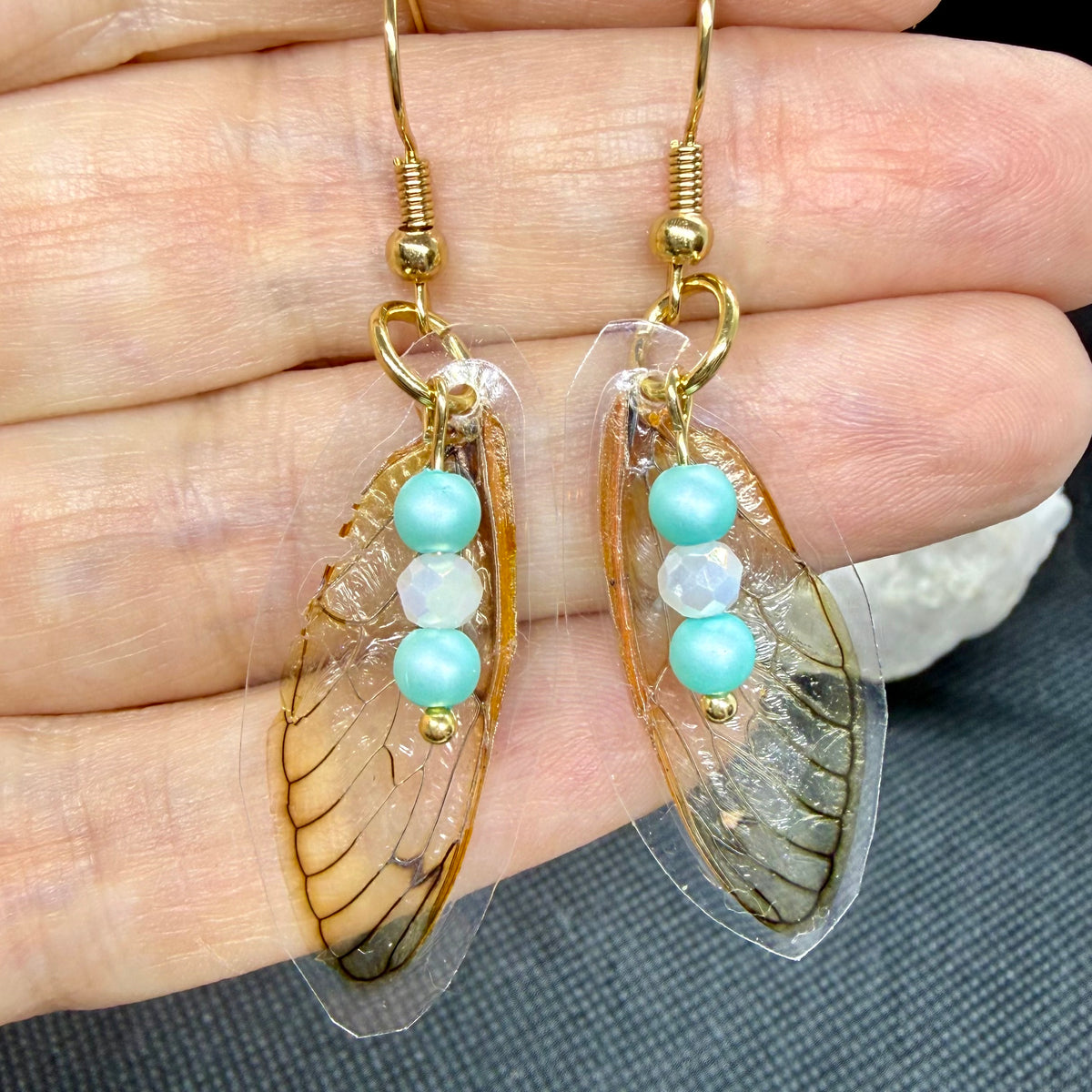 Baby Blue Cicada Wing Earrings Jewelry