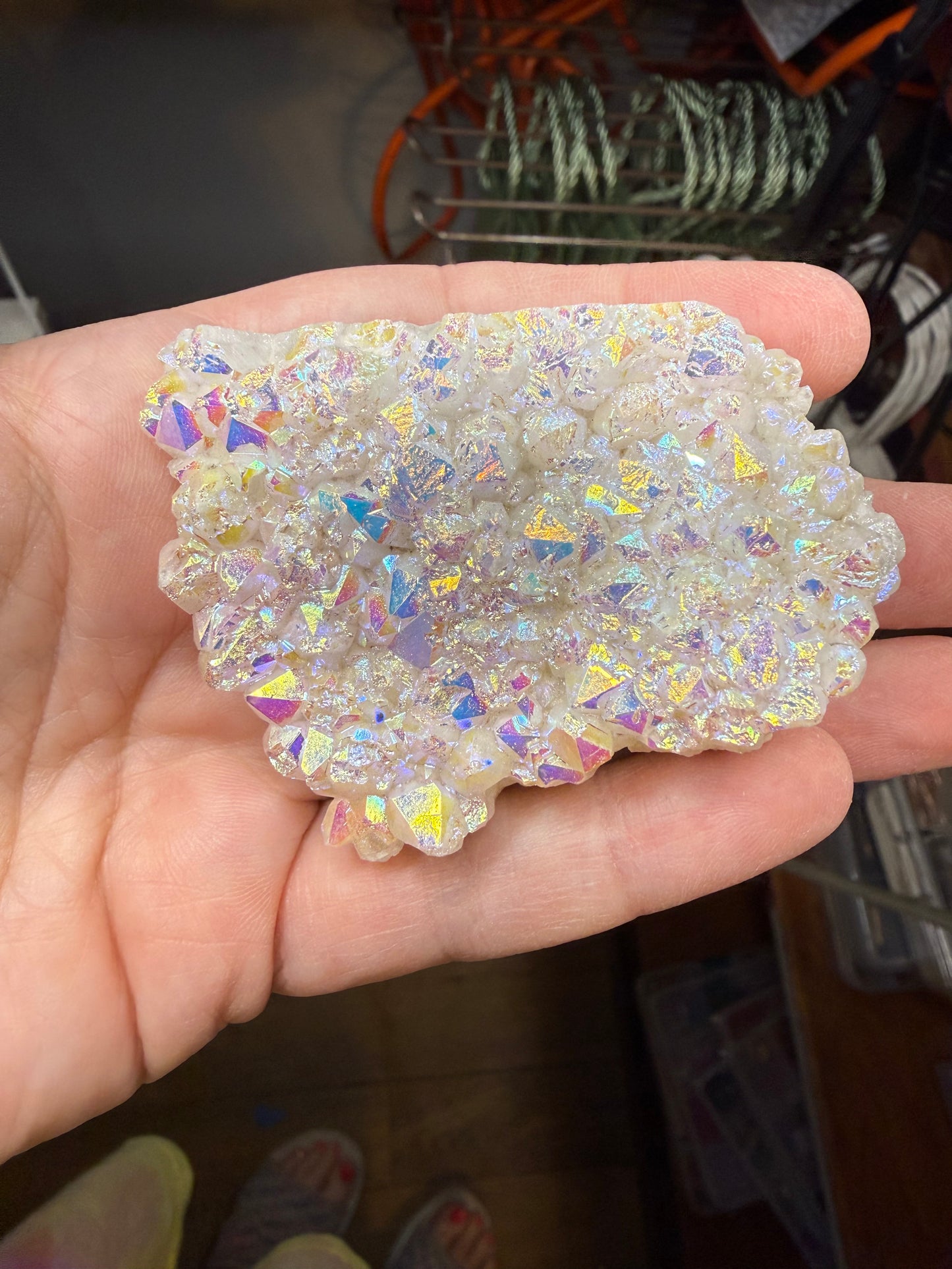 Raw Angel Aura Quartz Crystal Cluster White