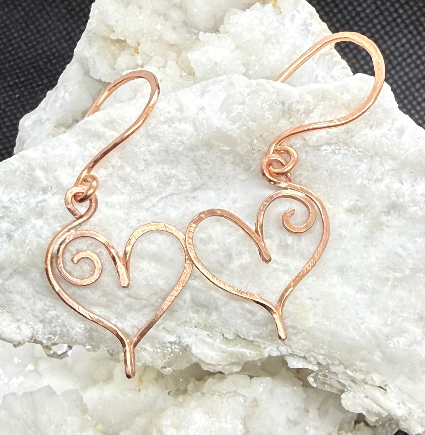 Copper Heart Hand Formed Earrings Jewelry Gift