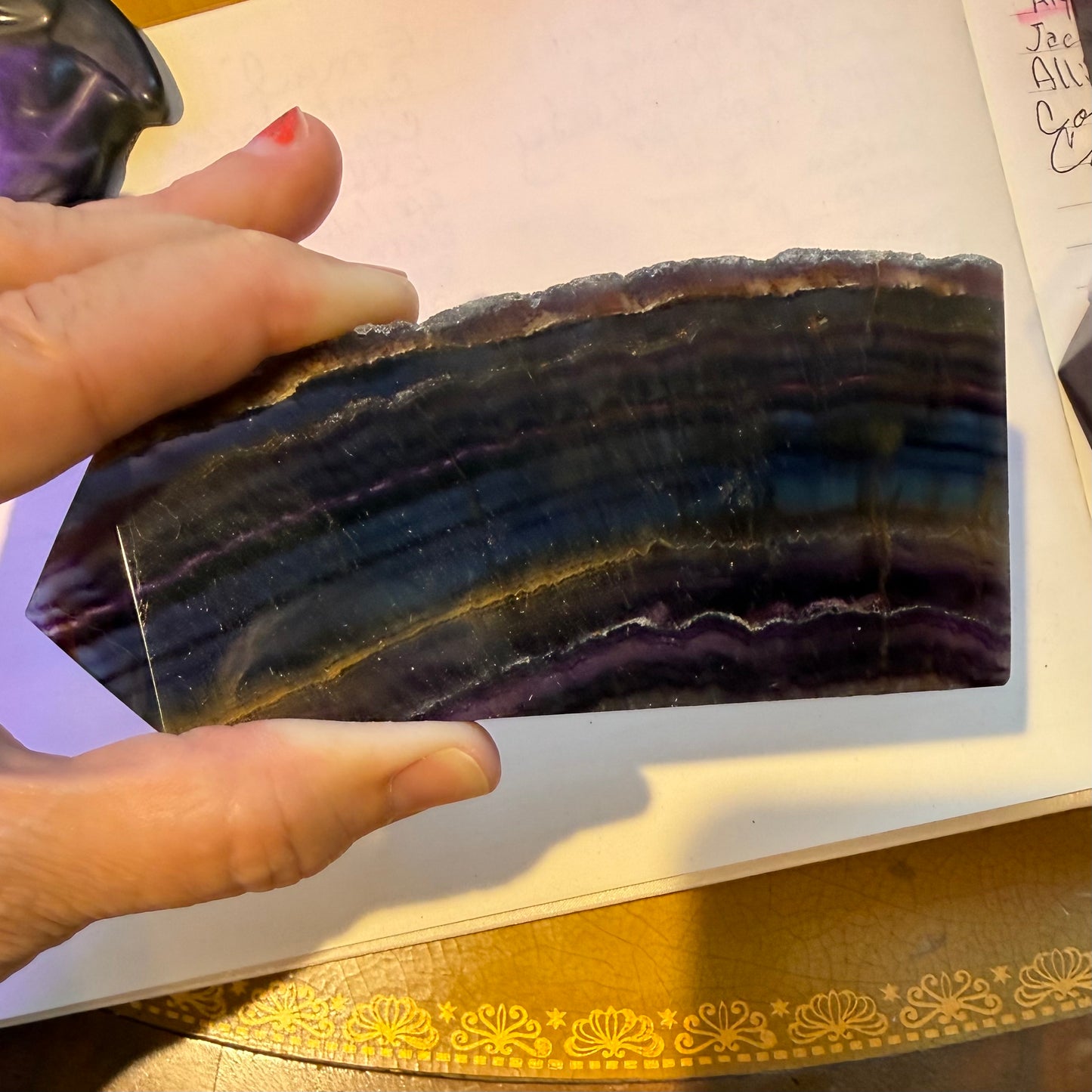 Large Fluorite Crystal Slab Purple Blue