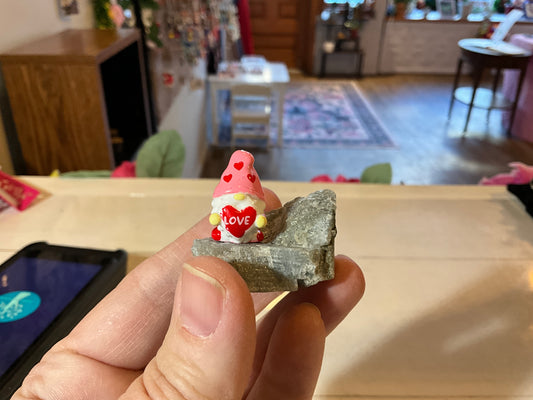Mini Valentine Gnome on Labradorite Crystal