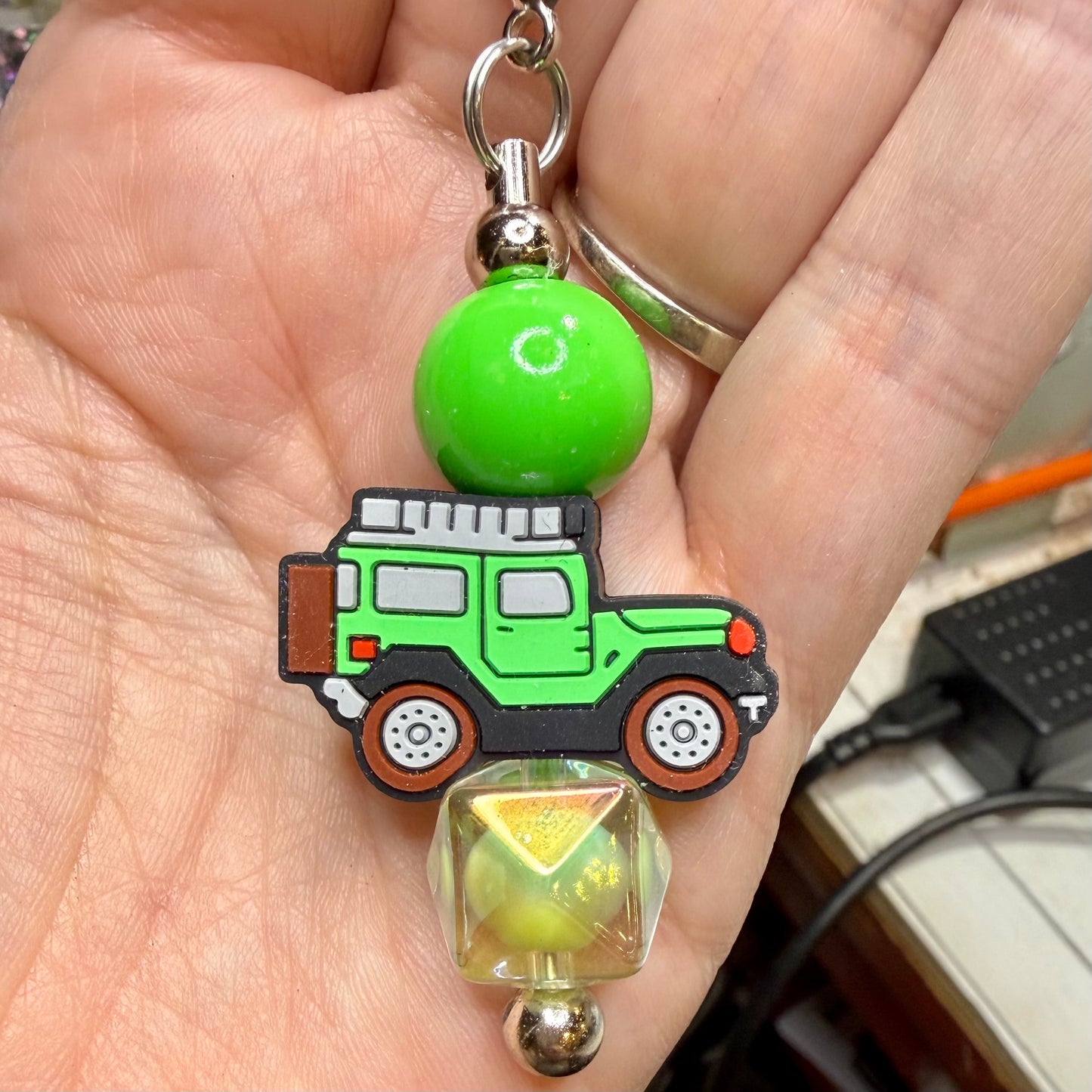 Green Jeep Bag Charm