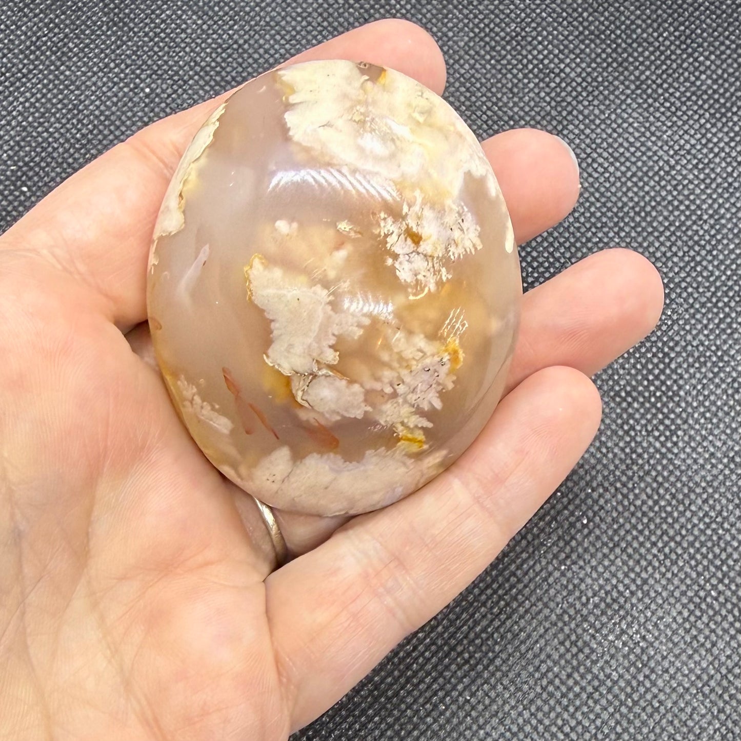 Flower Agate Large Palm Crystal