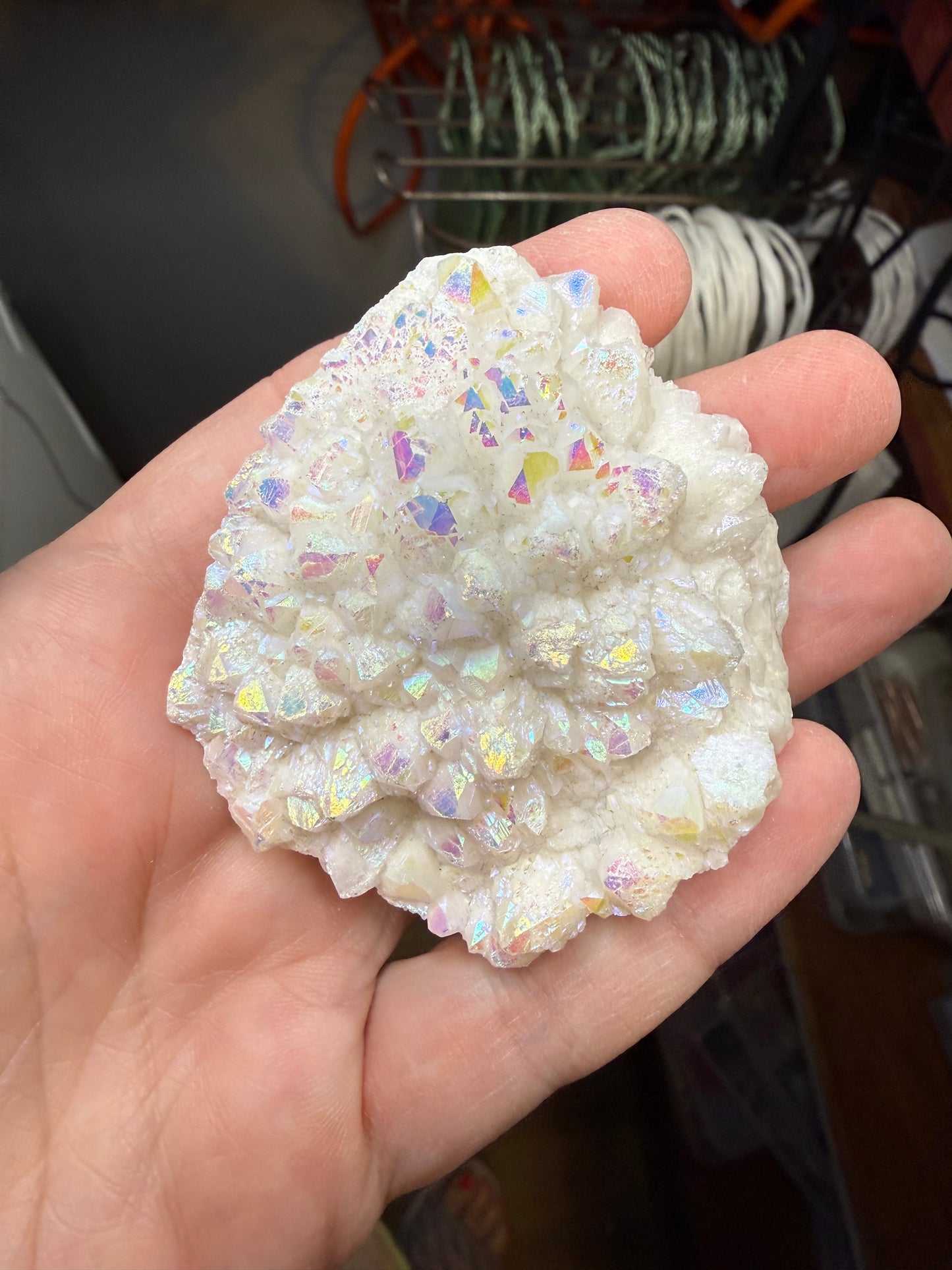 Raw Angel Aura Quartz Crystal Cluster White