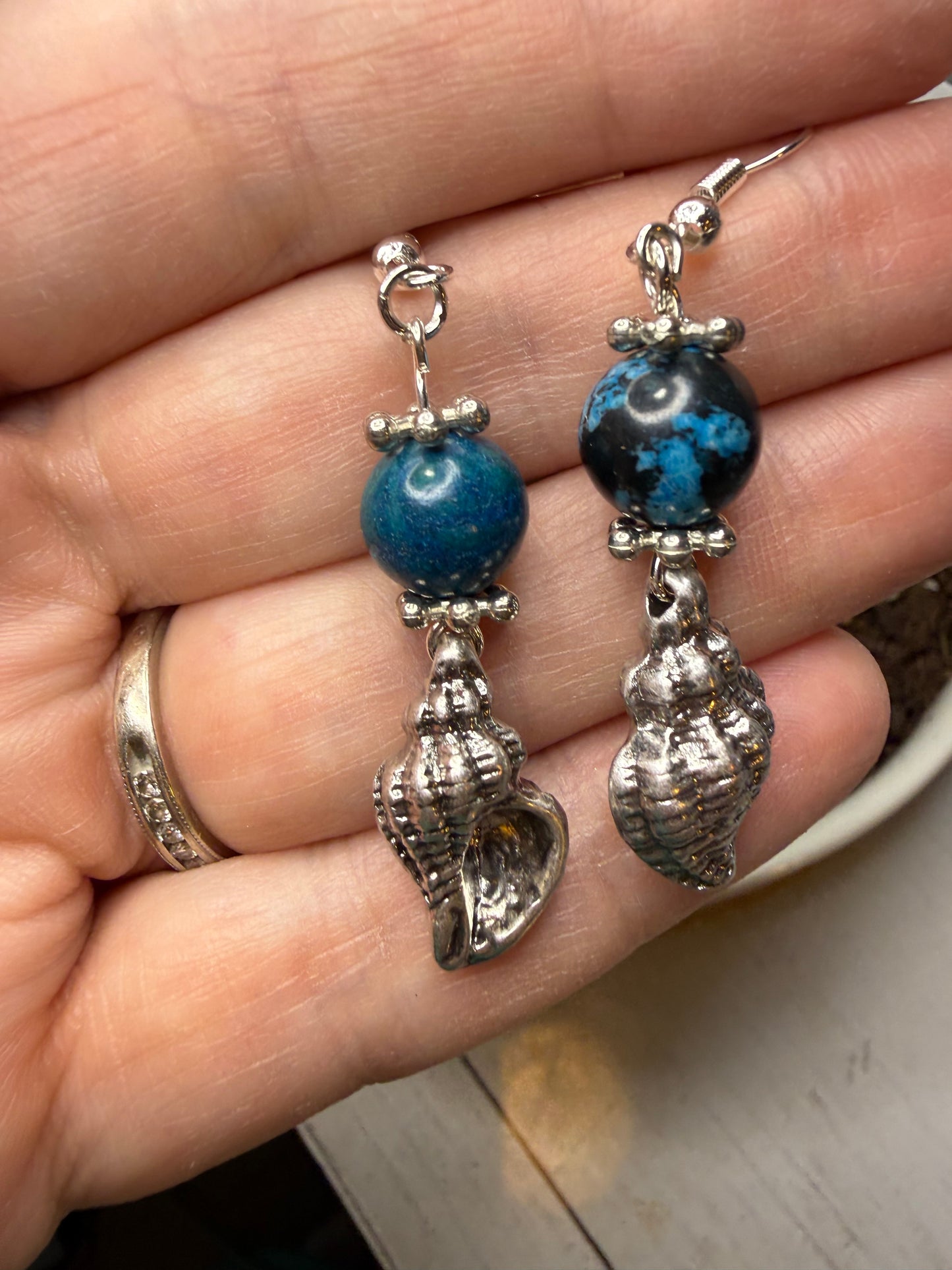Large Silver Shell Earrings