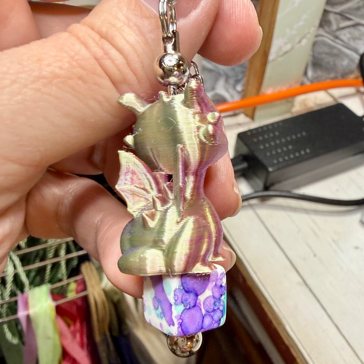 Purple & Green Baby Dragon Bag Charm