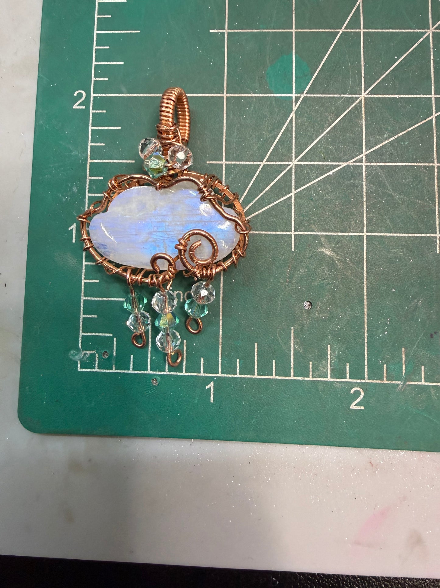 Moonstone Cloud in Copper with Glass Bead Accents