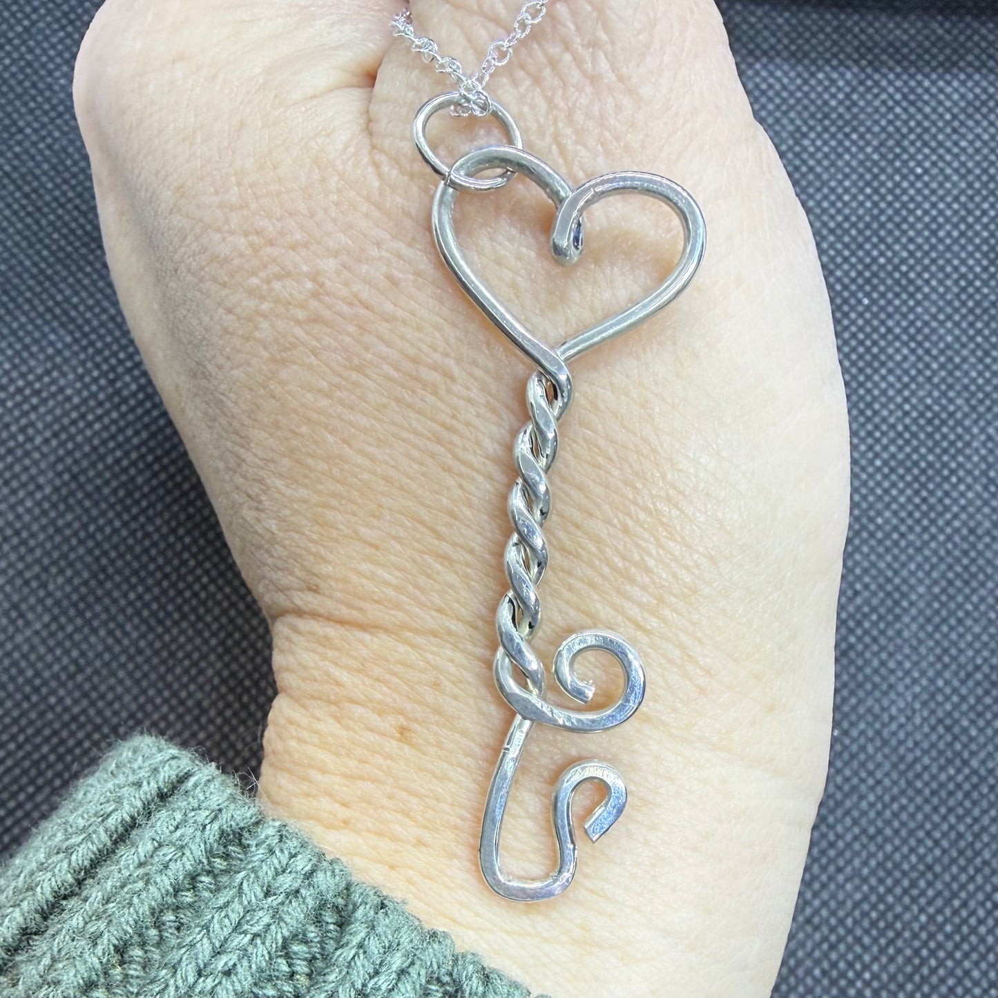 Sterling Silver Heart Key w 18inch Sterling Necklace Pendant Jewelry