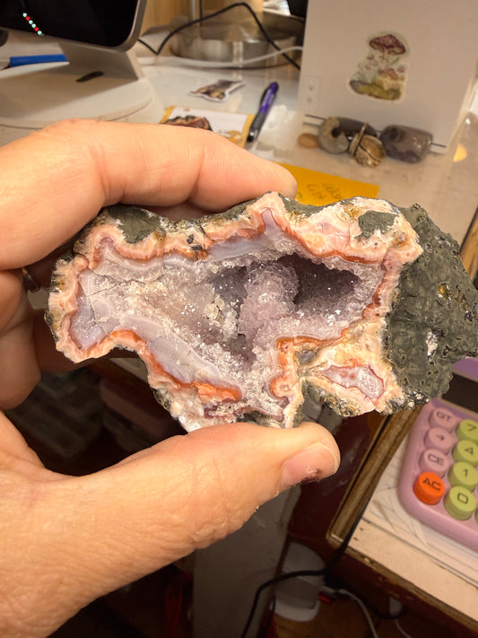 Pink Amethyst Chalcedony Geode Crystal