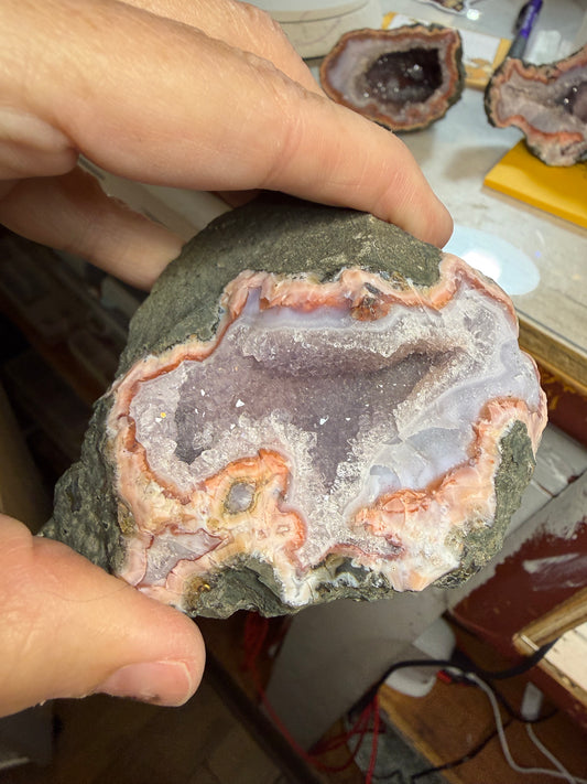 Pink Amethyst Chalcedony Geode Crystal