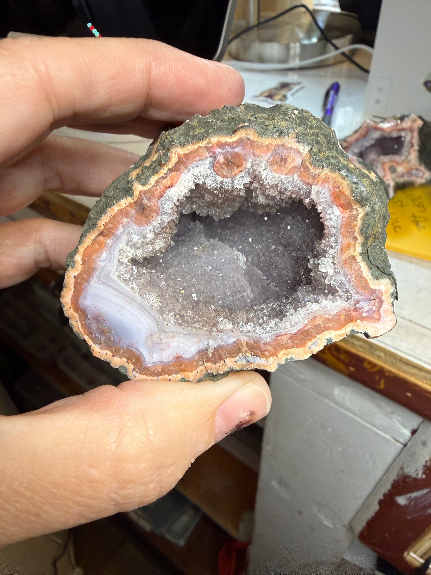 Pink Amethyst Chalcedony Geode Crystal