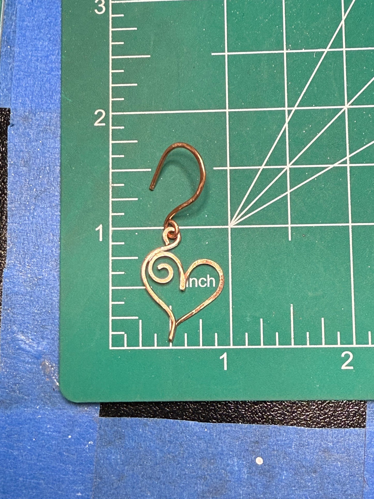 Copper Heart Hand Formed Earrings Jewelry Gift