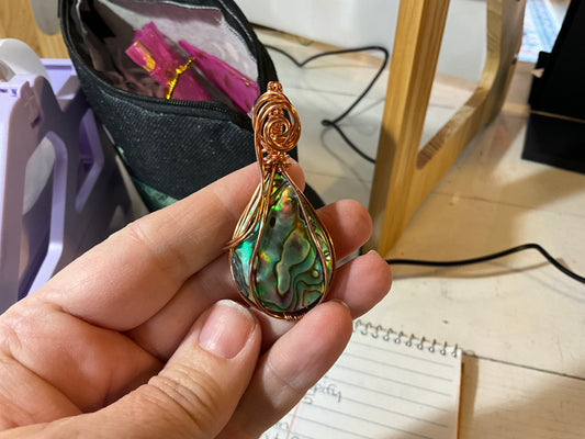 Abalone Shell Teardrop in Copper Necklace Jewelry Pendant