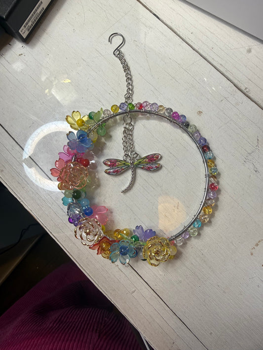 Suncatcher with Flowers and Dragonfly
