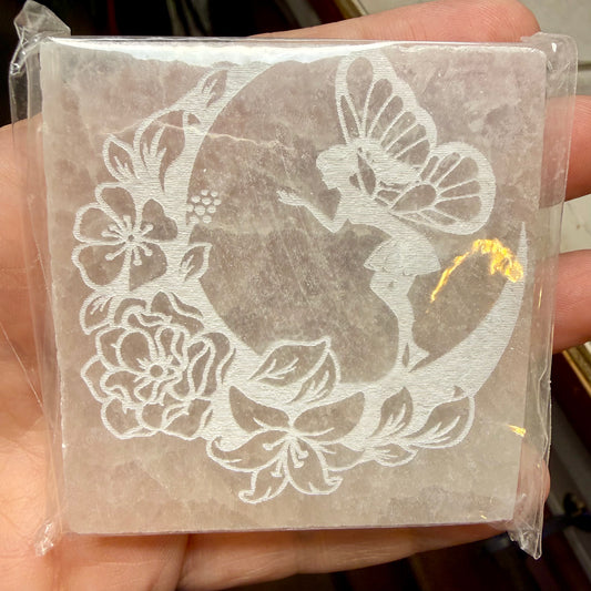 Fairy Selenite Charging Plates 2.5inx2.5in Crystal