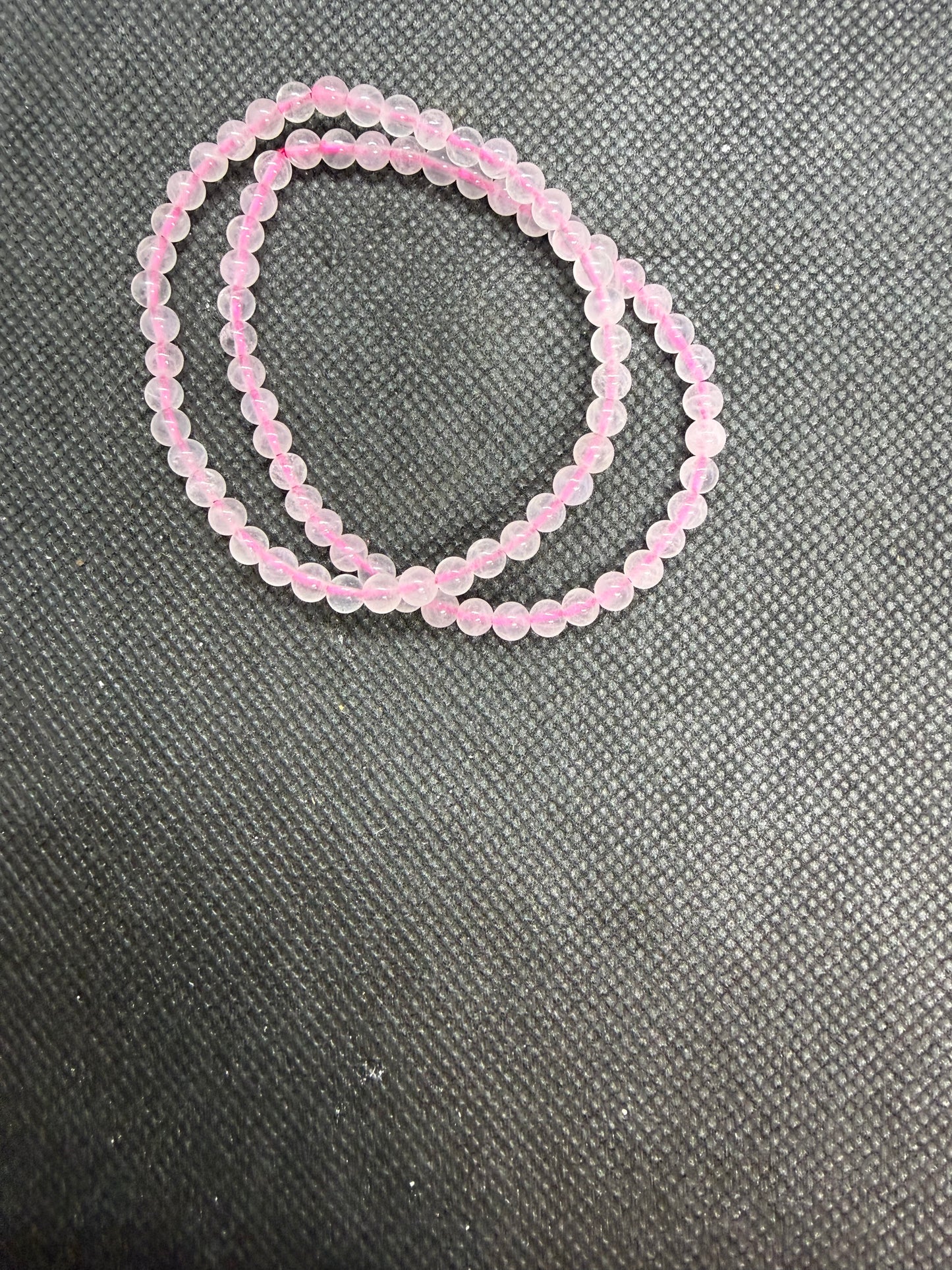 Pink Rose Quartz Crystal Beaded Elastic Bracelets