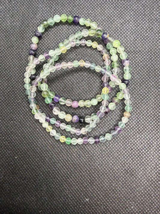 Fluorite Purple Crystal Elastic Bracelet