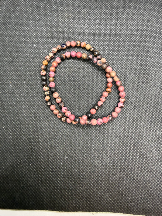 Rhodonite Pink Crystal Elastic Bracelet