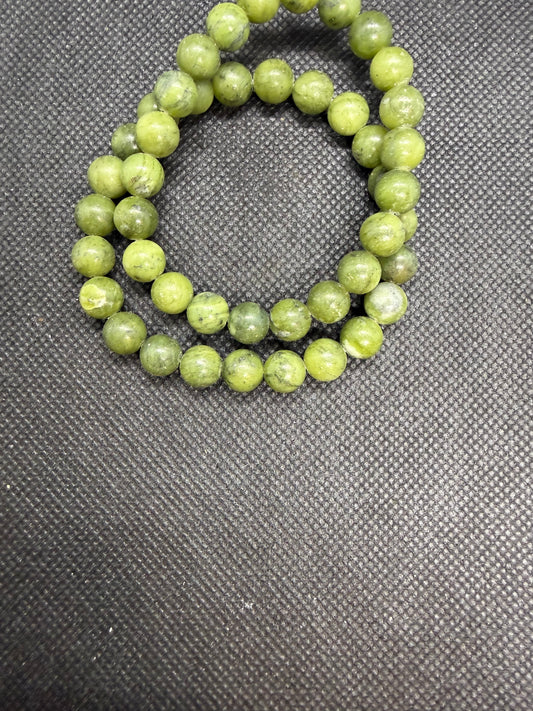 Green Jade Chunky Elastic Crystal Bracelet