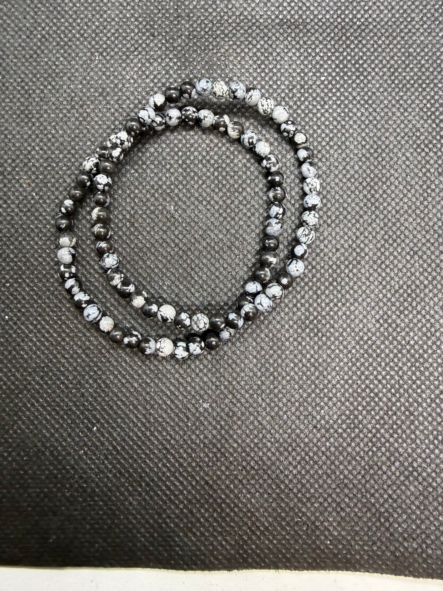 Snowflake Obsidian Black Elastic Bracelet