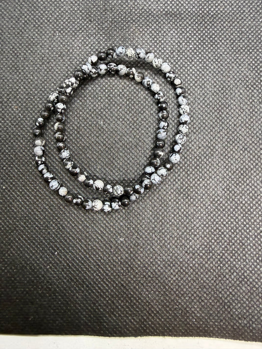 Snowflake Obsidian Black Elastic Bracelet