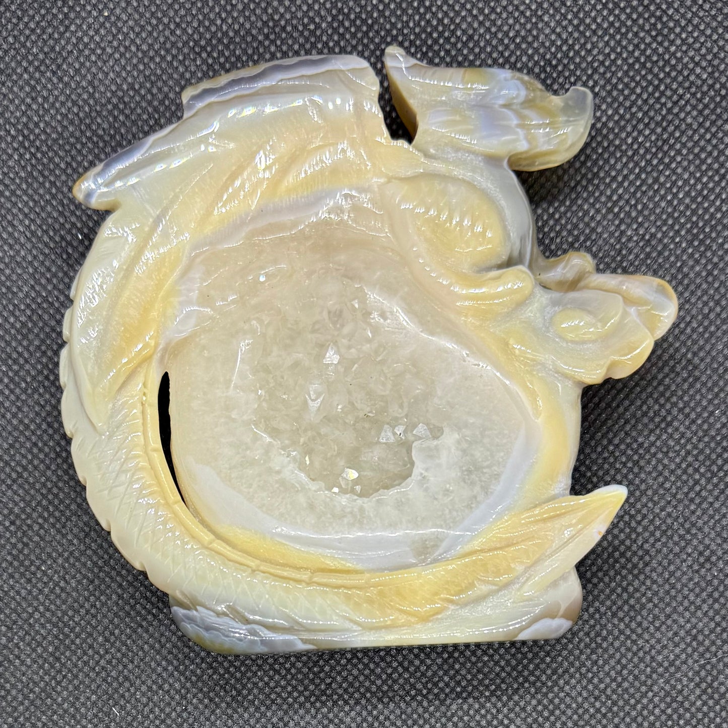 Druzy Agate Dragon Carving