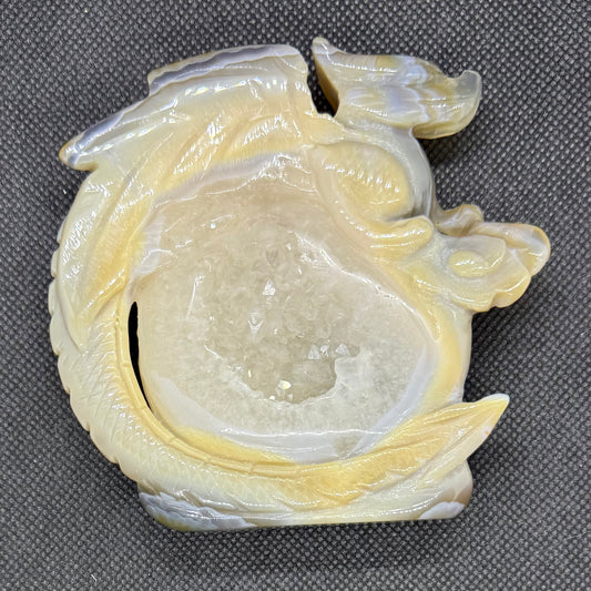 Druzy Agate Dragon Carving