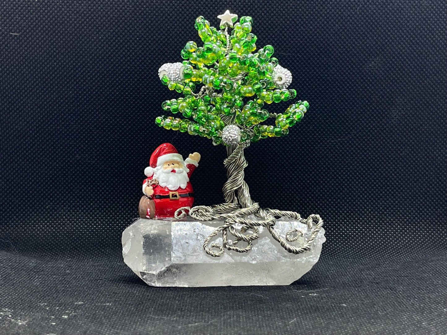 Wire Tree on Quartz with Santa