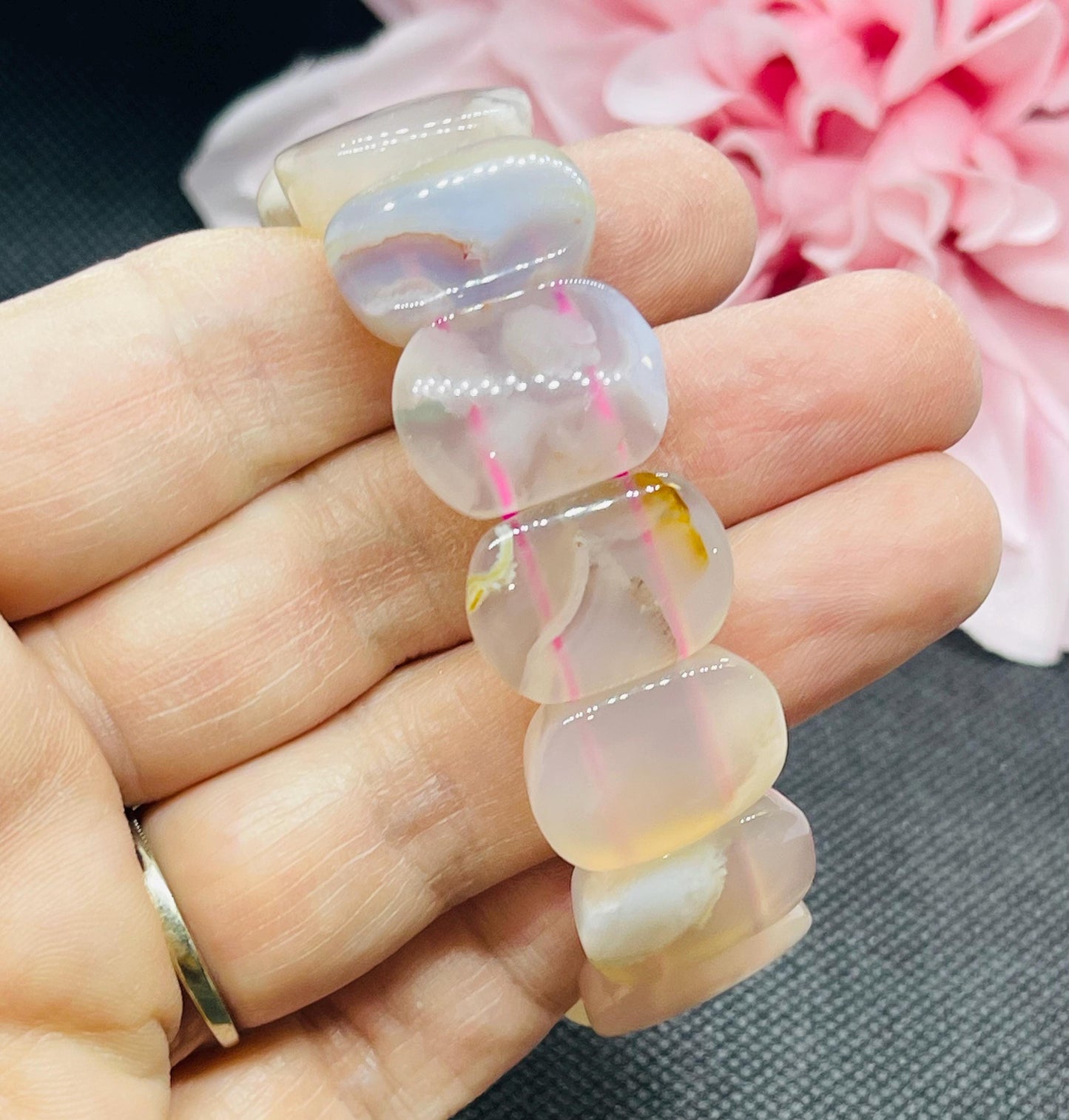 Flower Agate Elastic Bracelet