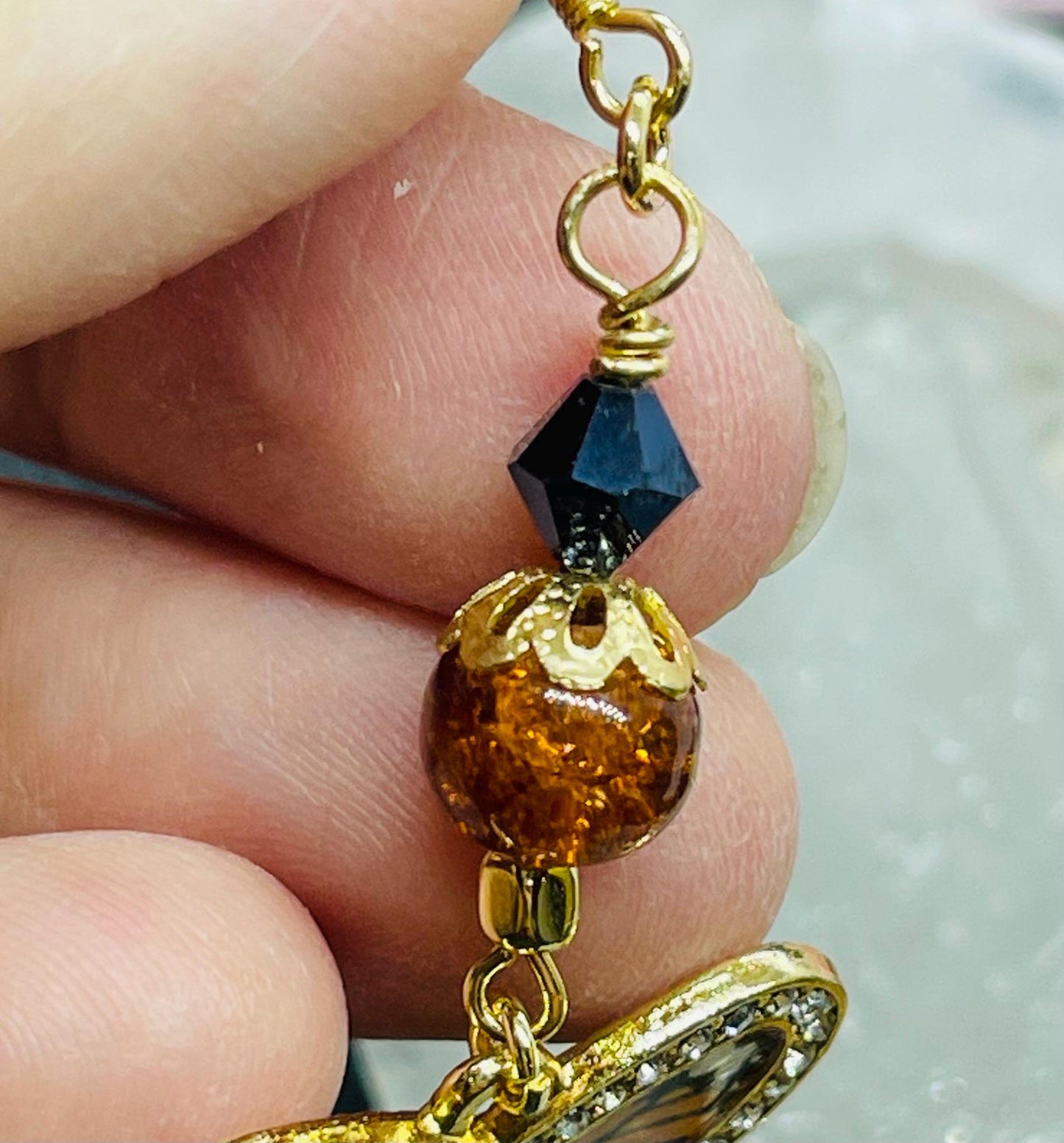 Monarch Butterfly Earrings with Black Crystal and Orange Sparkle Bead Accents Jewelry Gift