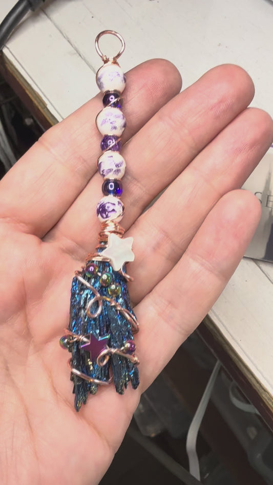 Purple Kyanite Witches Broom Pendant Jewelry Necklace