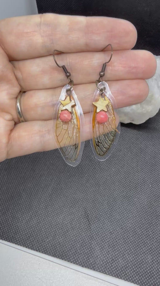 Peach & Star Cicada Wing Earrings Jewelry