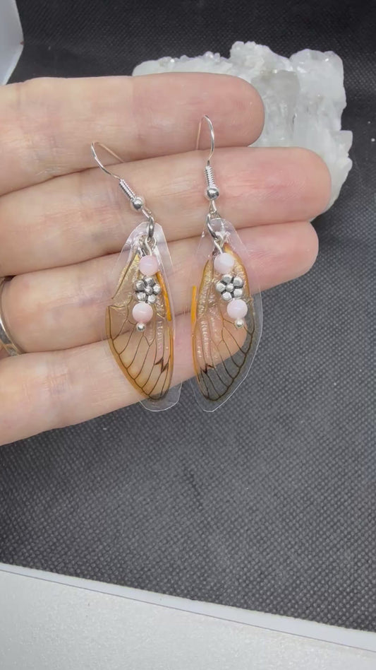 Pink Star Cicada Wing Earrings Jewelry