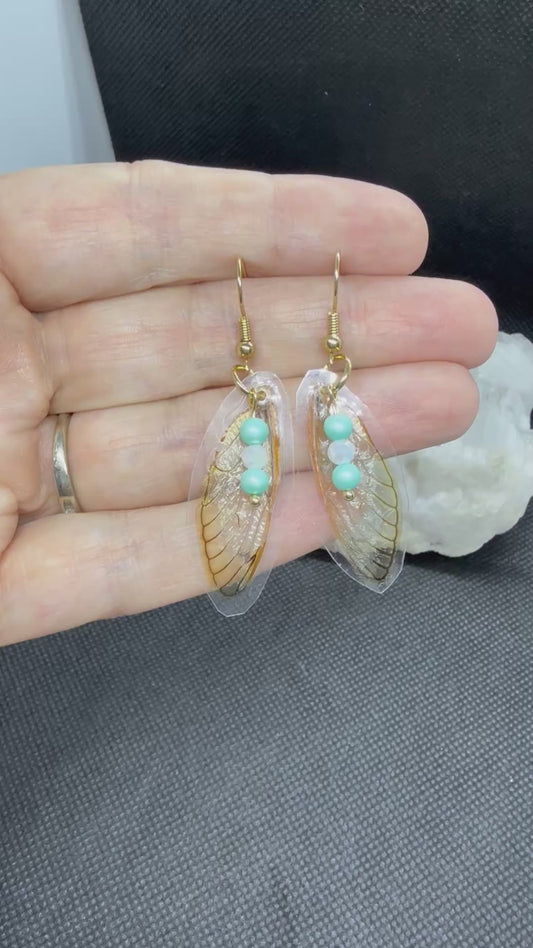 Baby Blue Cicada Wing Earrings Jewelry